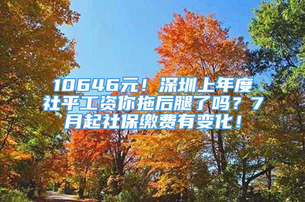 10646元！深圳上年度社平工资你拖后腿了吗？7月起社保缴费有变化！