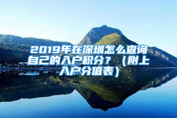 2019年在深圳怎么查询自己的入户积分？（附上入户分值表）