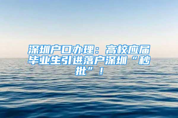 深圳户口办理：高校应届毕业生引进落户深圳“秒批”！