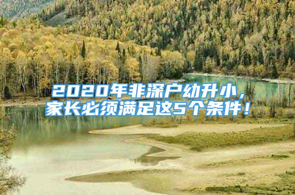 2020年非深户幼升小，家长必须满足这5个条件！