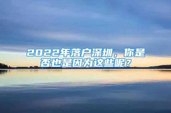 2022年落户深圳，你是否也是因为这些呢？