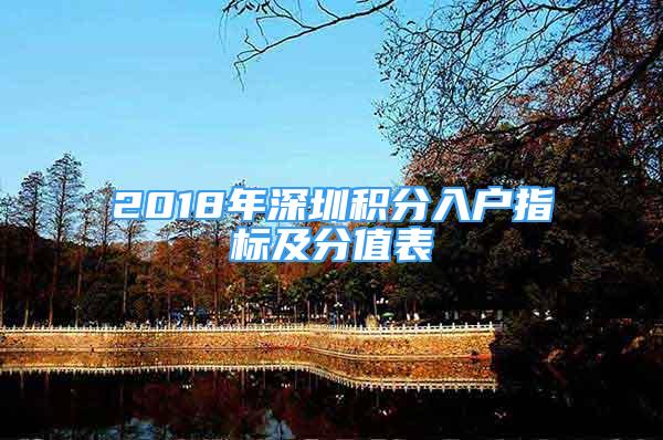 2018年深圳积分入户指标及分值表