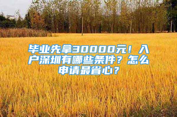 毕业先拿30000元！入户深圳有哪些条件？怎么申请最省心？