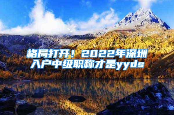 格局打开！2022年深圳入户中级职称才是yyds