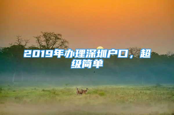 2019年办理深圳户口，超级简单