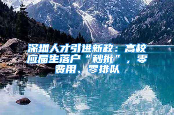 深圳人才引进新政：高校应届生落户“秒批”，零费用、零排队