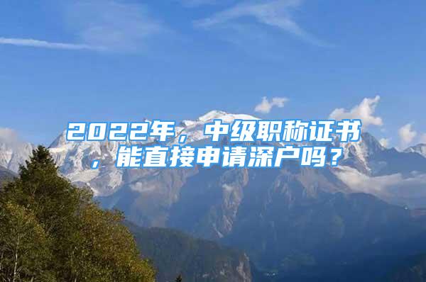 2022年，中级职称证书，能直接申请深户吗？