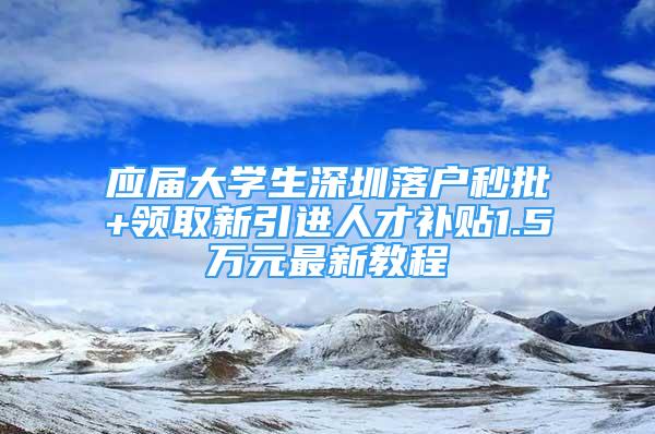 应届大学生深圳落户秒批+领取新引进人才补贴1.5万元最新教程