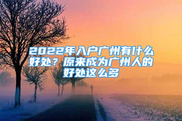 2022年入户广州有什么好处？原来成为广州人的好处这么多