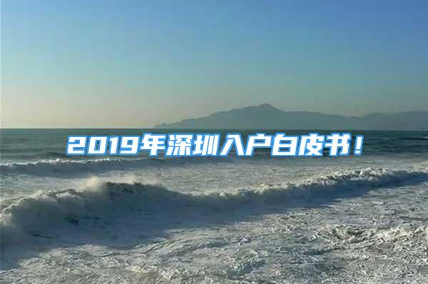 2019年深圳入户白皮书！