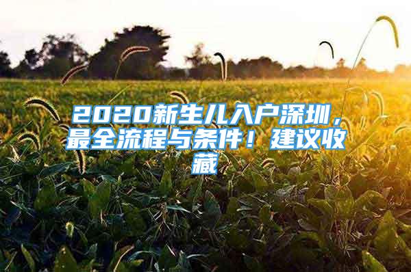 2020新生儿入户深圳，最全流程与条件！建议收藏