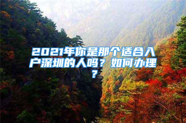 2021年你是那个适合入户深圳的人吗？如何办理？