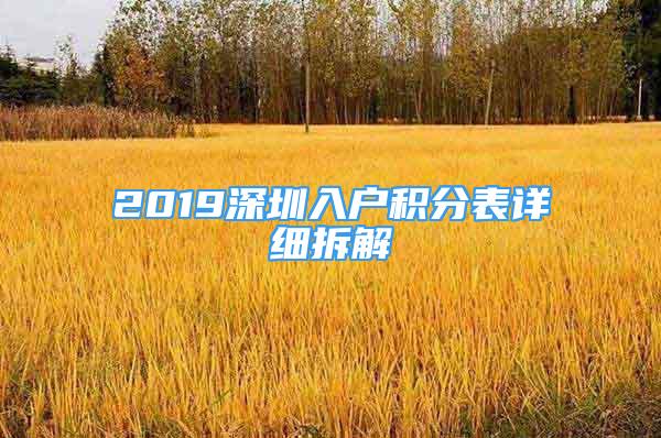 2019深圳入户积分表详细拆解