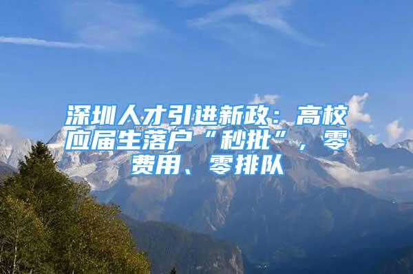 深圳人才引进新政：高校应届生落户“秒批”, 零费用、零排队