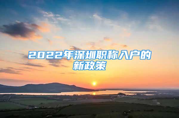 2022年深圳职称入户的新政策