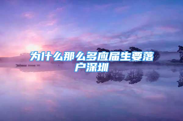 为什么那么多应届生要落户深圳