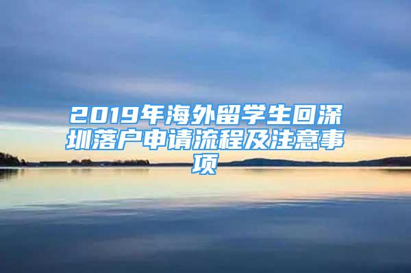 2019年海外留学生回深圳落户申请流程及注意事项