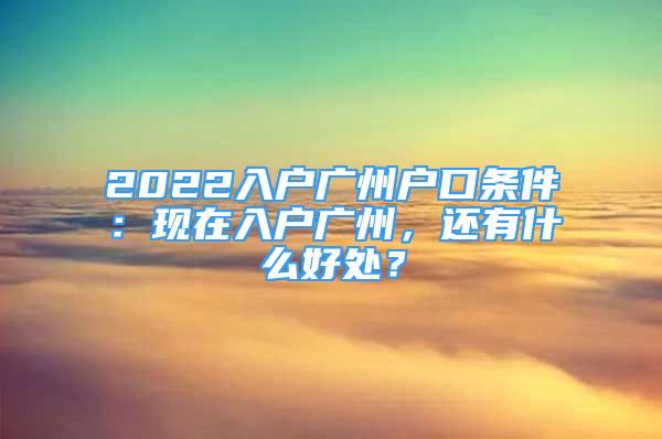 2022入户广州户口条件：现在入户广州，还有什么好处？