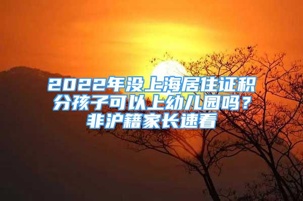 2022年没上海居住证积分孩子可以上幼儿园吗？非沪籍家长速看