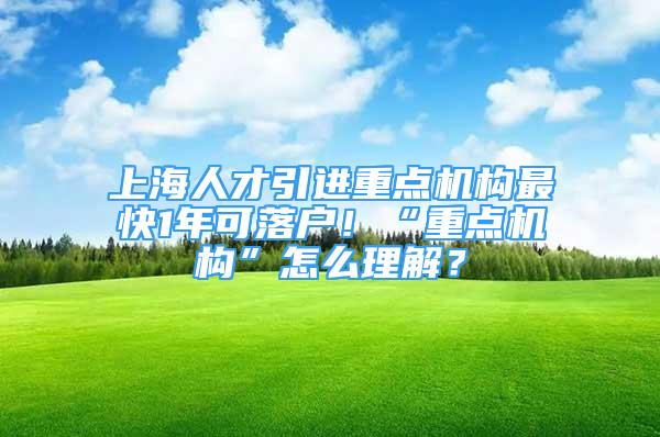 上海人才引进重点机构最快1年可落户！“重点机构”怎么理解？