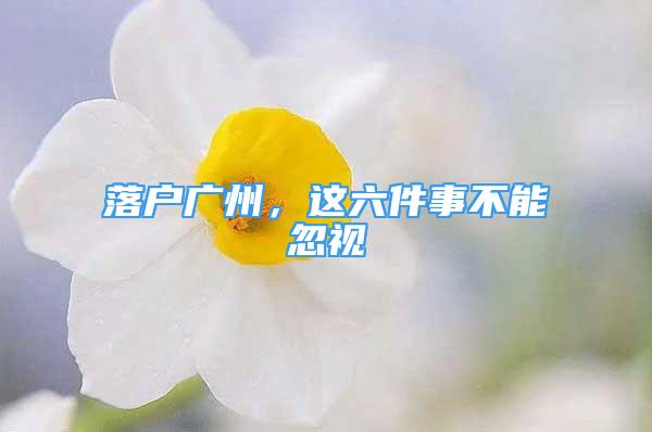 落户广州，这六件事不能忽视