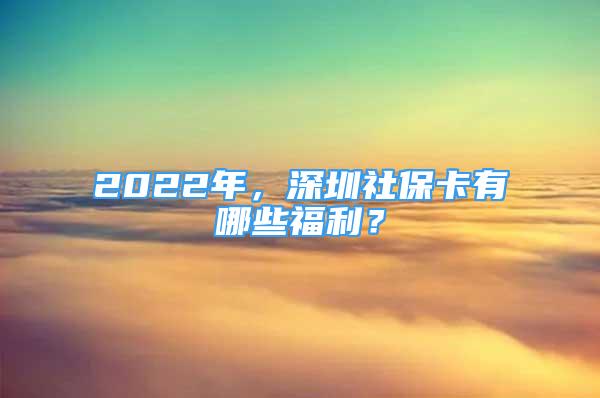 2022年，深圳社保卡有哪些福利？