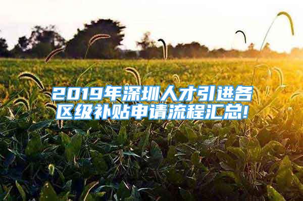 2019年深圳人才引进各区级补贴申请流程汇总!