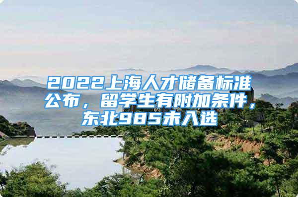 2022上海人才储备标准公布，留学生有附加条件，东北985未入选