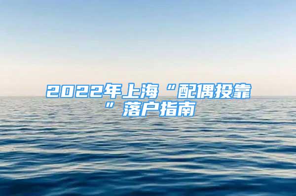 2022年上海“配偶投靠”落户指南