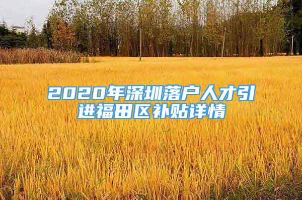 2020年深圳落户人才引进福田区补贴详情