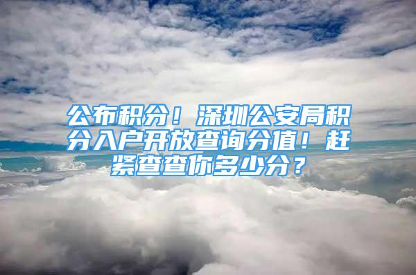 公布积分！深圳公安局积分入户开放查询分值！赶紧查查你多少分？