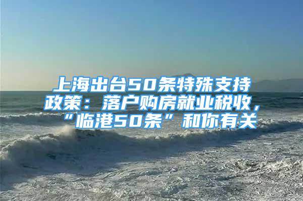 上海出台50条特殊支持政策：落户购房就业税收，“临港50条”和你有关→