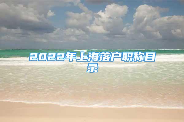 2022年上海落户职称目录