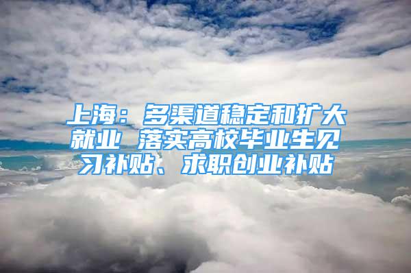 上海：多渠道稳定和扩大就业 落实高校毕业生见习补贴、求职创业补贴