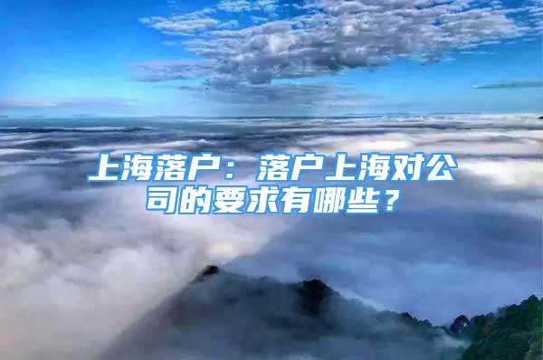 上海落户：落户上海对公司的要求有哪些？