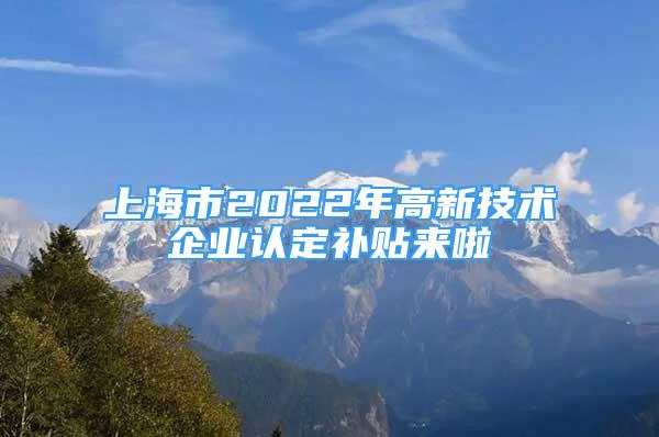 上海市2022年高新技术企业认定补贴来啦