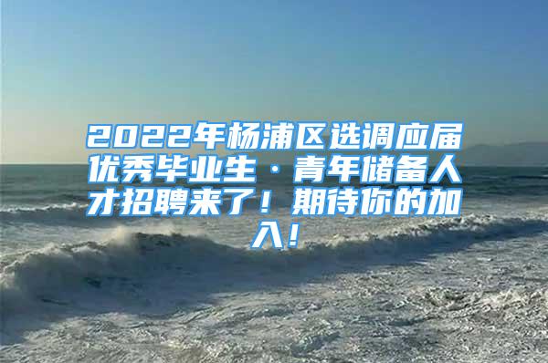 2022年杨浦区选调应届优秀毕业生·青年储备人才招聘来了！期待你的加入！