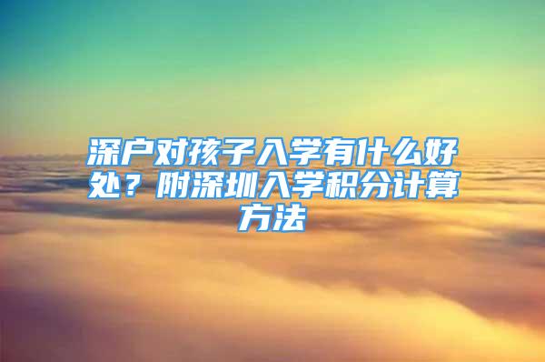 深户对孩子入学有什么好处？附深圳入学积分计算方法