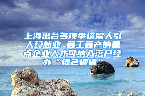 上海出台多项举措留人引人稳就业 复工复产的重点企业人才可纳入落户经办“绿色通道”