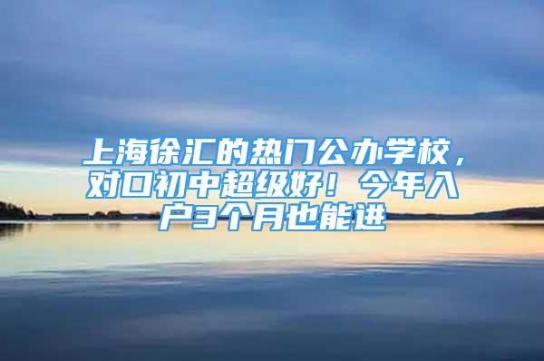 上海徐汇的热门公办学校，对口初中超级好！今年入户3个月也能进