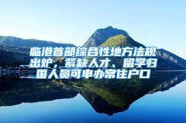 临港首部综合性地方法规出炉，紧缺人才、留学归国人员可申办常住户口