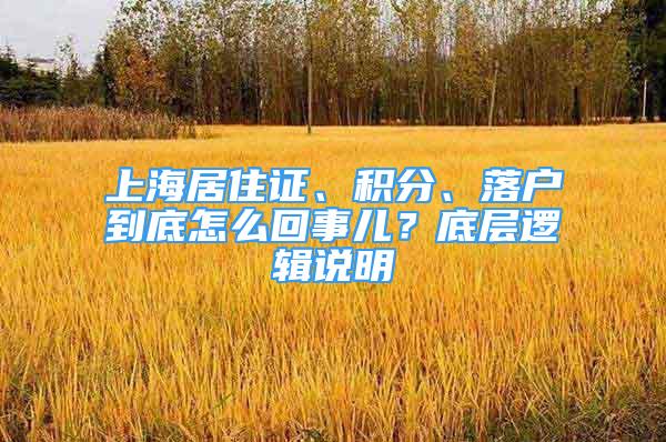 上海居住证、积分、落户到底怎么回事儿？底层逻辑说明