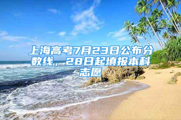 上海高考7月23日公布分数线，28日起填报本科志愿