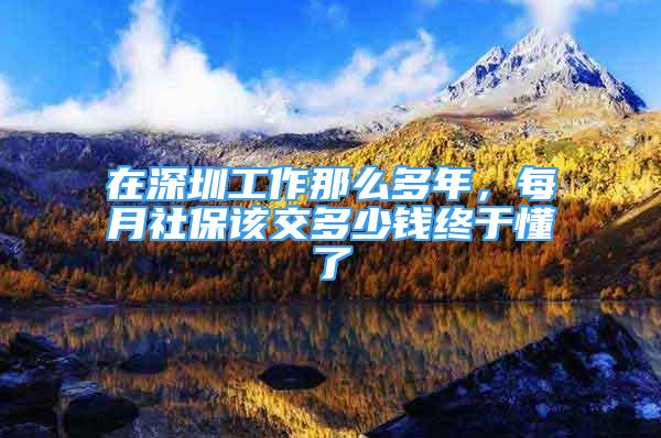 在深圳工作那么多年，每月社保该交多少钱终于懂了