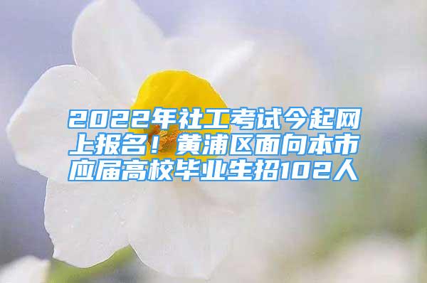 2022年社工考试今起网上报名！黄浦区面向本市应届高校毕业生招102人