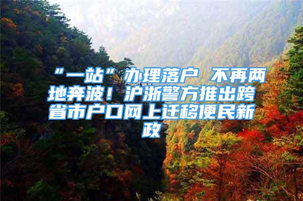 “一站”办理落户 不再两地奔波！沪浙警方推出跨省市户口网上迁移便民新政