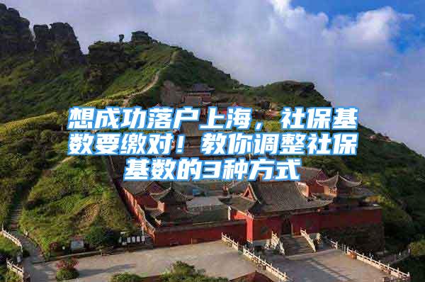 想成功落户上海，社保基数要缴对！教你调整社保基数的3种方式