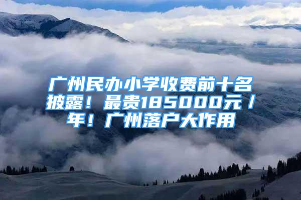 广州民办小学收费前十名披露！最贵185000元／年！广州落户大作用