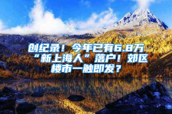 创纪录！今年已有6.8万“新上海人”落户！郊区楼市一触即发？