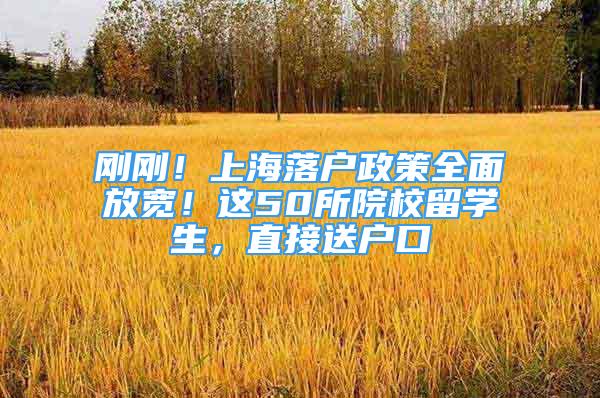 刚刚！上海落户政策全面放宽！这50所院校留学生，直接送户口